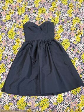 ALFRED SUNG Navy Strapless Fit-and-Flare Cocktail Dress